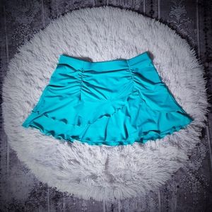 Turquoise Ruffled Tiered Swimsuit Cover Skirt